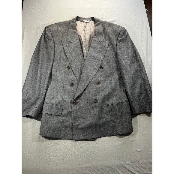 Hugo Boss Mens 44R Glen Plaid Wool Double Breasted Blazer Al Capone USA Made